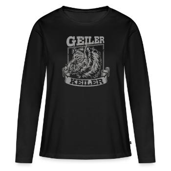 Geiler Keiler | Lustiges Wildschwein Jagd - Frauen Premium Bio Langarmshirt - Schwarz - Vorne - Julia (174cm)