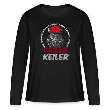 Geiler Keiler | Lustiges Wildschwein Jagd - Frauen Premium Bio Langarmshirt - Schwarz - Vorne - Julia (174cm)