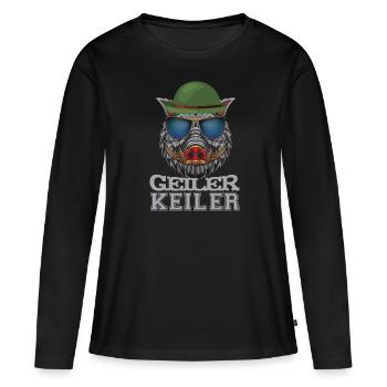 Geiler Keiler | Lustiges Wildschwein Jagd - Frauen Premium Bio Langarmshirt - Schwarz - Vorne - Julia (174cm)