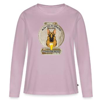 German Shepherd Dad Beer Lover - Frauen Premium Bio Langarmshirt - Altrosa - Vorne - Julia (174cm)