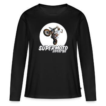 Supermoto / Supermotard / Supermoto Wheelie Biker - Frauen Premium Bio Langarmshirt - Schwarz - Vorne - Julia (174cm)