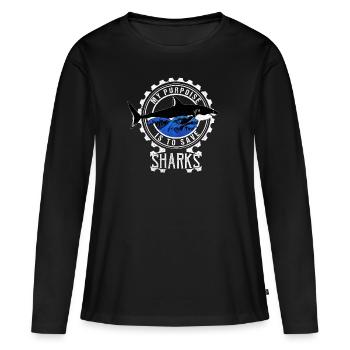 Requin Requin Plongeur Requin - T-shirt manches longues Premium bio Femme - noir - Devant - Julia (174cm)