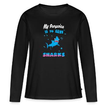 Requin Requin Plongeur Requin - T-shirt manches longues Premium bio Femme - noir - Devant - Julia (174cm)