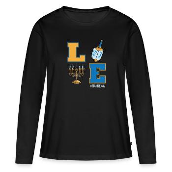 Amour Hanoukka, Juif Dreidel Menorah Hanoukka - T-shirt manches longues Premium bio Femme - noir - Devant - Julia (174cm)