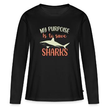 Requin Requin Plongeur Requin - T-shirt manches longues Premium bio Femme - noir - Devant - Julia (174cm)