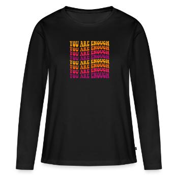 Vous êtes assez, Groovy Mental Health - T-shirt manches longues Premium bio Femme - noir - Devant - Julia (174cm)