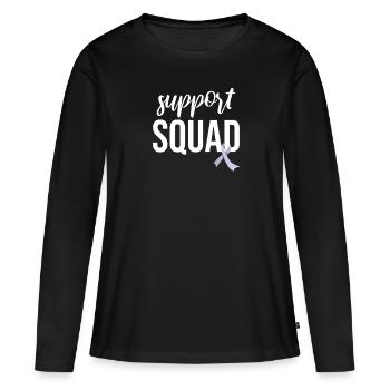Escouade de soutien, Periwinkle Loop Cancer de l’estomac - T-shirt manches longues Premium bio Femme - noir - Devant - Julia (174cm)