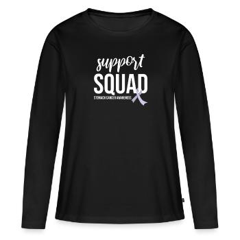 Escouade de soutien, Periwinkle Loop Cancer de l’estomac - T-shirt manches longues Premium bio Femme - noir - Devant - Julia (174cm)