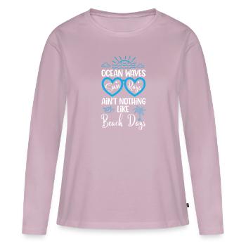 Vagues de l’océan Rayons du soleil N’a rien à voir avec les journées à la plage - T-shirt manches longues Premium bio Femme - rose poudré - Devant - Julia (174cm)