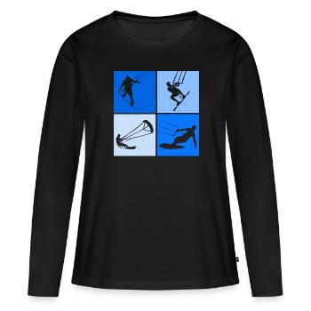 Kite Surfing, Kite Board, Lifestyle Vintage Design - Women's Premium Organic Long Sleeve Shirt - black - Front - Julia (174cm)