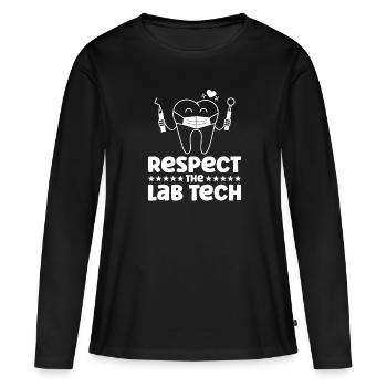 Technicien de laboratoire dentaire Technicien dentaire - T-shirt manches longues Premium bio Femme - noir - Devant - Julia (174cm)