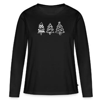 Les arbres de Noël célèbrent le jour de l’An - T-shirt manches longues Premium bio Femme - noir - Devant - Julia (174cm)