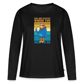 Vous êtes exactement là où vous serez café paresseux - T-shirt manches longues Premium bio Femme - noir - Devant - Julia (174cm)