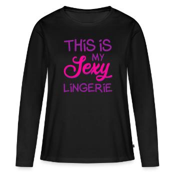 Drôle, sexy, pervers, c’est mon sexy - T-shirt manches longues Premium bio Femme - noir - Devant - Julia (174cm)