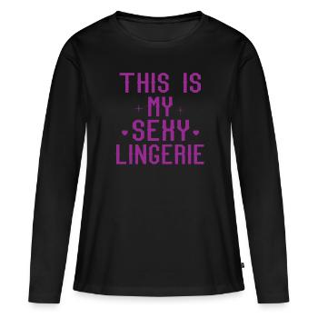Drôle, sexy, pervers, c’est mon sexy - T-shirt manches longues Premium bio Femme - noir - Devant - Julia (174cm)