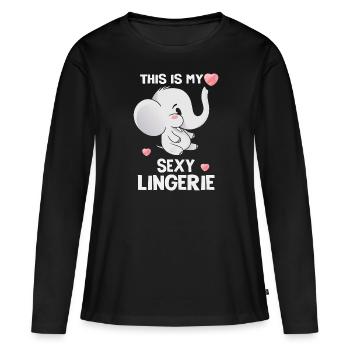 Drôle, sexy, pervers, c’est mon sexy - T-shirt manches longues Premium bio Femme - noir - Devant - Julia (174cm)