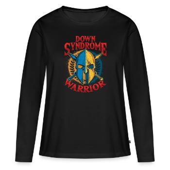 Conscience guerrière du syndrome de Down - T-shirt manches longues Premium bio Femme - noir - Devant - Julia (174cm)