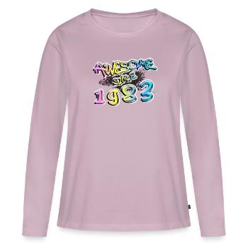Awesome since 1983 Graffiti Motif - Women's Premium Organic Long Sleeve Shirt - dusky pink - Front - Julia (174cm)
