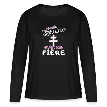 Cadeau Femme Lorraine Noel Anniversaire - T-shirt manches longues Premium bio Femme - noir - Devant - Julia (174cm)