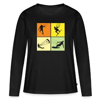 Kite Surfing, Kite Board, Lifestyle Vintage Design - Women's Premium Organic Long Sleeve Shirt - black - Front - Julia (174cm)