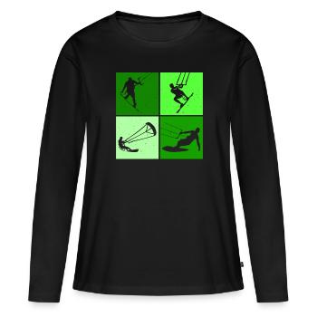 Kite Surfing, Kite Board, Lifestyle Vintage Design - Women's Premium Organic Long Sleeve Shirt - black - Front - Julia (174cm)