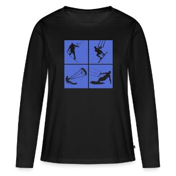 Kite Surfing, Kite Board, Lifestyle Vintage Design - Women's Premium Organic Long Sleeve Shirt - black - Front - Julia (174cm)