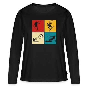 Kite Surfing, Kite Board, Lifestyle Vintage Design - Women's Premium Organic Long Sleeve Shirt - black - Front - Julia (174cm)