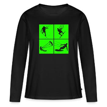 Kite Surfing, Kite Board, Lifestyle Vintage Design - Women's Premium Organic Long Sleeve Shirt - black - Front - Julia (174cm)
