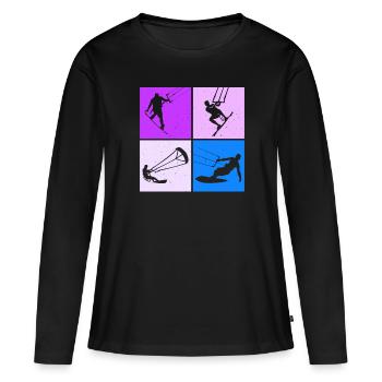 Kite Surfing, Kite Board, Lifestyle Vintage Design - Women's Premium Organic Long Sleeve Shirt - black - Front - Julia (174cm)