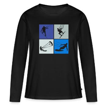 Kite Surfing, Kite Board, Lifestyle Vintage Design - Women's Premium Organic Long Sleeve Shirt - black - Front - Julia (174cm)