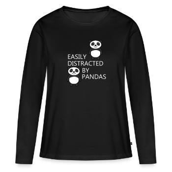 Distrait par les pandas : la nature ironique de - T-shirt manches longues Premium bio Femme - noir - Devant - Julia (174cm)