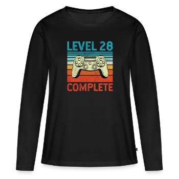 Level 28 Complete - Frauen Premium Bio Langarmshirt - Schwarz - Vorne - Julia (174cm)
