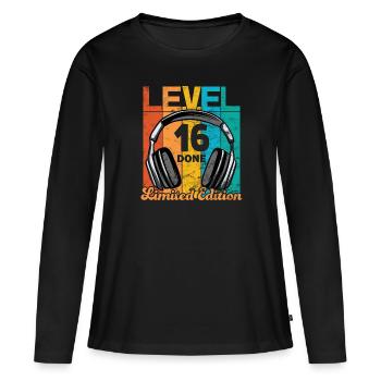 Gaming Geburtstag 16 Jahre Level 16 Complete - Frauen Premium Bio Langarmshirt - Schwarz - Vorne - Julia (174cm)
