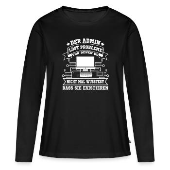 Admin Administrator Problemlöser - Frauen Premium Bio Langarmshirt - Schwarz - Vorne - Julia (174cm)