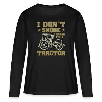 Je ne ronfle pas, je rêve, je suis un - T-shirt manches longues Premium bio Femme - noir - Devant - Julia (174cm)