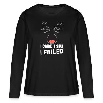 Je suis venu, j’ai vu, j’ai échoué. Je suis venu, j’ai vu et - T-shirt manches longues Premium bio Femme - noir - Devant - Julia (174cm)