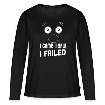 Je suis venu, j’ai vu, j’ai échoué. Je suis venu, j’ai vu et - T-shirt manches longues Premium bio Femme - noir - Devant - Julia (174cm)
