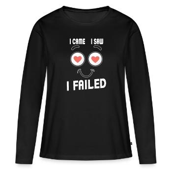 Je suis venu, j’ai vu, j’ai échoué. Je suis venu, j’ai vu et - T-shirt manches longues Premium bio Femme - noir - Devant - Julia (174cm)