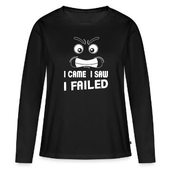 Je suis venu, j’ai vu, j’ai échoué. Je suis venu, j’ai vu et - T-shirt manches longues Premium bio Femme - noir - Devant - Julia (174cm)