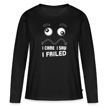 Je suis venu, j’ai vu, j’ai échoué. Je suis venu, j’ai vu et - T-shirt manches longues Premium bio Femme - noir - Devant - Julia (174cm)