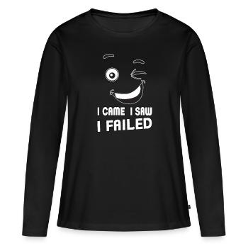 Je suis venu, j’ai vu, j’ai échoué. Je suis venu, j’ai vu et - T-shirt manches longues Premium bio Femme - noir - Devant - Julia (174cm)