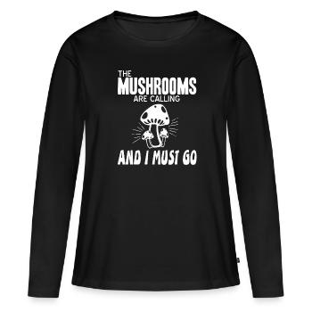 Les champignons appellent et je dois aller drôle de mycologie - T-shirt manches longues Premium bio Femme - noir - Devant - Julia (174cm)