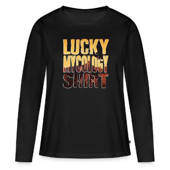 Lucky Mycology Shirt Retro Cool Mycologist Designs - T-shirt manches longues Premium bio Femme - noir - Devant - Julia (174cm)