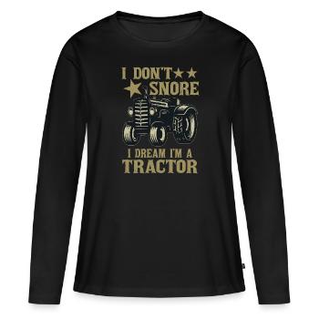 Je ne ronfle pas, je rêve que je - T-shirt manches longues Premium bio Femme - noir - Devant - Julia (174cm)