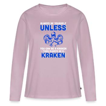 Always Be A Kraken Blue Squidink Spooky Ocotpus - Frauen Premium Bio Langarmshirt - Altrosa - Vorne - Julia (174cm)