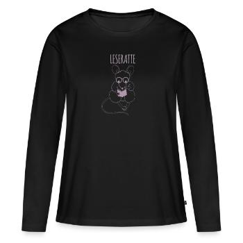 Lesen Leseratte Buch - Frauen Premium Bio Langarmshirt - Schwarz - Vorne - Julia (174cm)