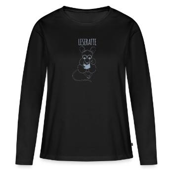 Lesen Leseratte Buch - Frauen Premium Bio Langarmshirt - Schwarz - Vorne - Julia (174cm)