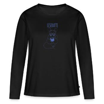 Lesen Leseratte Buch - Frauen Premium Bio Langarmshirt - Schwarz - Vorne - Julia (174cm)
