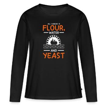 Tout ce dont j'ai besoin, c'est de l'eau de farine et de la levure pour faire de la pizza - T-shirt manches longues Premium bio Femme - noir - Devant - Julia (174cm)