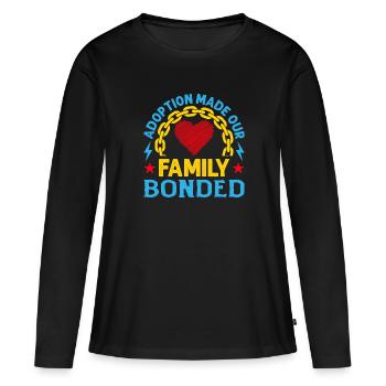 L’adoption a soudé notre famille - T-shirt manches longues Premium bio Femme - noir - Devant - Julia (174cm)